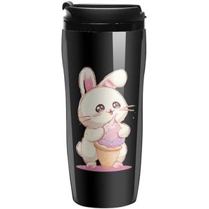 Kawaii Ice Cream Bunny Konijn Koffiemok met Deksel Dubbelwandige Waterfles Reizen Tumbler Thee Cup voor Warm/Ijs Dranken 350ml