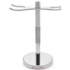 Störtebekker Scheerhouder van roestvrij staal, geschikt voor scheerapparaten en scheerkwasten, accessoires voor je badkamer, antislip onderlaag, cadeau-idee (zilver)