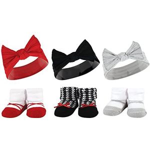 Hudson Baby Infant Girl Headband and Socks Giftset, Red Houndstooth Bows, One Size