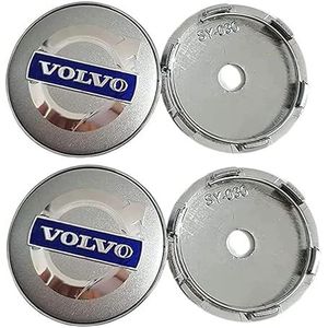 4 stuks auto wieldoppen voor Volvo 64mm auto wieldoppen vervangende wieldoppen stickers B zilver