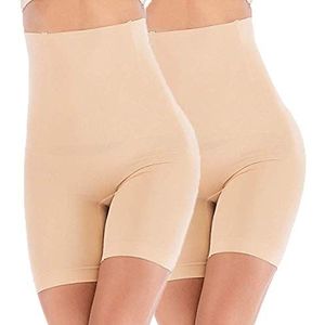 ANGOOL Contenitive String Shapewear met hoge taille, vormend ondergoed voor dames, 2 stuks beige, L