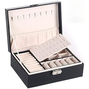 Sieradendoos Sieradenorganizer Kleine sieraden doos sieraden opslag reizen sieraden case dubbele lagen lederen reizen sieraden organizer for dames meisjes cadeau Juwelendoos Sieradendoosje (Color : B