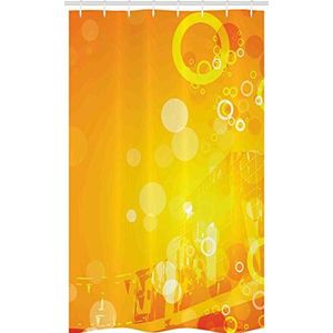 ABAKUHAUS Oranje Douchegordijn, Circles Dots Sunburst, voor Douchecabine Stoffen Badkamer Decoratie Set met Ophangringen, 120 x 180 cm, Oranje Geel Wit