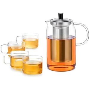 Parzune Co branded Samadoyo hittebestendige glazen theepot met filter voor thee maken, kantoor thee set 900ML