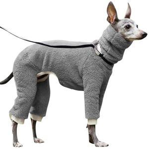 VOODUE hond jas Italiaanse windhond hoodie winter warme fleece jas hoge kraag Whippet kleding honden winterkleding (Color : grijs, Size : M)