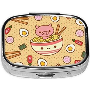 Mini vierkante pillendoos, medicijnorganizer, heerlijke zoete ramen, draagbare EHBO-doos, reispillendoos met 2 vakken, kleine pillendoos voor zak of portemonnee