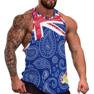 Paisley Kaaimaneilanden vlag heren tanktop grafische mouwloze bodybuilding T-shirts casual strand T-shirt grappige sportschool spier