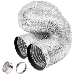 Flexibele aluminium slangkanalen, Flexibele aluminium leiding geluiddicht met 2 RVS slangklemmen Ø 80-200mm(5m,110mm)