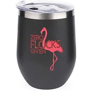 Leuke Zero Flocks Gegeven Flamingo Geïsoleerde Tumbler met Deksel Leuke Roestvrijstalen Koffiemok Duurzame Thee Cup Reismok Zwart-stijl