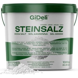 GiDeli Steenzout, grof, 1 kg, natuurlijk, ongeraffineerd, zonder additieven, voor badkamers, levensmiddelen, koeling, straten