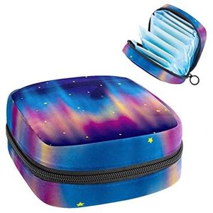 Periode Pouch Draagbare Tampon Opbergtas,Tampon Houder voor Portemonnee Vrouwelijke Product Organizer,Noordelijke Lighst, Meerkleurig, 4.7x6.6x6.6 in/12x17x17 cm