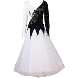 FZHQNZJF Wals Dansjurken Met Strasssteentjes Flamenco Balzaal Competitie Danskleding Foxtrot-Tango Prestaties Kostuums Borduursel Nationale Standaard Dansende Kleding,B,L