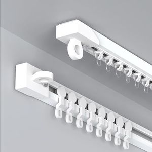 1-5M zelfklevende gordijnrail plafond- of wandmontage, plafondrail scheidingswand, zelfklevende gordijnroede geen boor, schroeven of gereedschap (Color : Side mounting, Size : 1.6M)