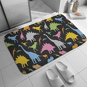 Agriism Laagpolige tapijten, kleine matten, kleurrijke dinosaurus bedrukte flanellen mat, antislip, absorberend, vuilwater, duurzame voordeurmat voor buiten, 71 x 61 cm