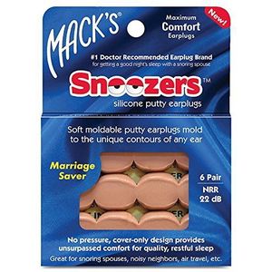 Mack's Kussen Zachte Siliconen Putty Oordopjes 6 paar Value Pack (1 Pack (6 paar), Beige)