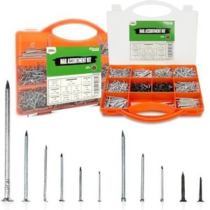 Nagelassortiment met 2000 bijpassende nagels en doppen - voor D.I.Y. projecten, handwerk, hobby en meer - incl. oranje draagtas Brackit