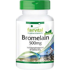 Fairvital | Bromelaïne tabletten 500mg - HOOG GEDOSEERD - VEGAN - 60 tabletten - 1200 F.I.P. - ananas enzym