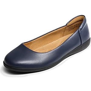 DREAM PAIRS Comfortabele ballerina's voor dames, met ronde neus, instappers, kantoorschoenen, Donkerblauw, 38.5 EU