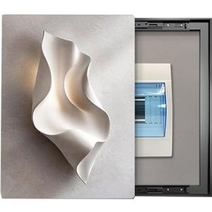 Verberg meterkastdeksel, afdekking van stroomonderbrekerkast, afdekking van elektriciteitskast, verticaal, gemakkelijk te openen en te sluiten, for huisdecoratie(White,60x80cm)