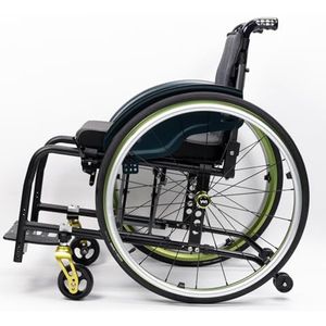 KXPSWGE Sportrolstoel, opvouwbaar, zelfrijdende rolstoel met verstelbare voetensteun, licht, aluminium, transportrolstoel, handrem (zitbreedte 42 cm)
