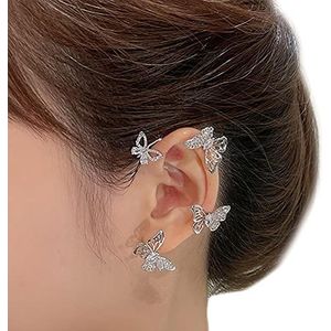 Ear Bone Clip Earrings - Single Hollow Diamond Butterfly Earrings | Ear Bone Clip for Women,Sparkling Non-pierced Ear Clips Gruwkue