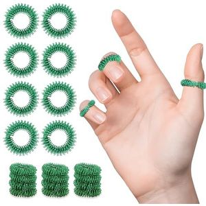 20 stuks acupressuurringen, stekelige sensorische vingermassagering, geruisloze ontspannende massageringen voor vingertoppen (groen)