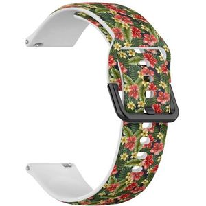 RYANUKA Compatibel met Fossil Gen 5 Carlyle/Julianna/Garrett HR, Q Explorist Gen 4/3, Sport 43 mm, Gen 5E 44 mm, (kleurrijke Hawaiiaanse bloemen) 22 mm zachte siliconen sportband armband band