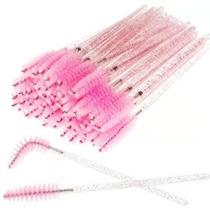 50 stuks wimperborstel, lichtgewicht mascara-toverstaf, lange wimperborstel voor wimperextensions, wenkbrauwcontouren en make-up (roze)