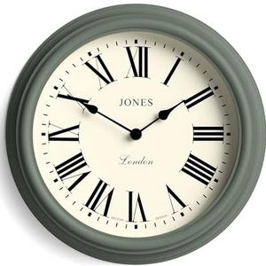 Jones Clocks® Venetian wandklok | Klassieke ronde klok | 30cm | Groen | Romeinse cijfers | Traditioneel ontwerp ideaal voor keuken, woonkamer of slaapkamer