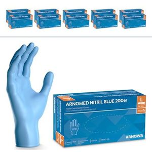 ARNOMED wegwerphandschoenen blauw, wegwerphandschoenen L, nitril handschoenen met 2000 stuks, poedervrij, latexvrije rubber handschoenen, verkrijgbaar in S, M, L & XL
