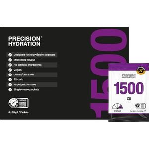 Precision Hydration Elektrolytdrankmix - Geen kunstmatige ingrediënten, Elektrolytenpoeders met verschillende sterktes - Individuele waterdichte porties - (Pack of 8, 1500mg/L - Paars)