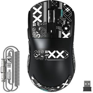 ATTACK SHARK X3MAX 49g SUPERLIGHT Muis, PixArt PAW3950 Sensor, Tot 420000 DPI, 100M Klikken Microswitches, BT/2.4G Draadloze/Bekabelde Gaming Muis met Gekrulde Kabel, voor PC/Xbox/PS5/Mac