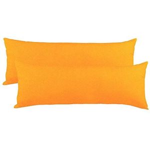 CelinaTex BeNature kussensloop, dubbelpak, 40 x 145 cm, oranje, katoen, zijslaapkussen, overtrek, jersey