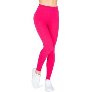 looksy Dameslegging van katoen, ondoorzichtig, sportief, ademend, loungewear-broek in volledige lengte, magenta, S