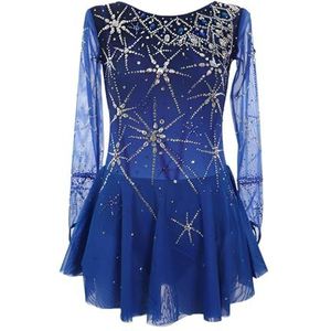 Kunstschaatsjurk for meisjes, ademende ijsdansjurk met glanzende strass-steentjes for kinderen, aanpasbaar(4XL)