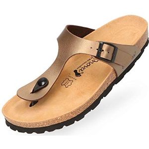 BOnova Ibiza Teenslippers in 21 kleuren en vele maten, met anatomisch gevormd kurk-voetbed. Een slipper gemaakt in kleine fabrieken in de EU., Parel Brons, 35 EU