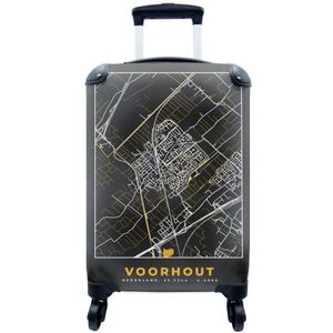 MuchoWow® Koffer - Plattegrond - Goud - Voorhout - Kaart - Stadskaart - Past binnen 55x40x20 cm en 55x35x25 cm - Handbagage - Trolley - Fotokoffer - Cabin Size - Print
