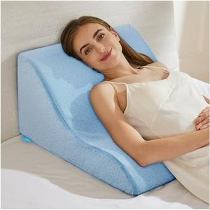 NOFFA Leeskussen - Memory Foam Wedge Pillow - Wigkussen voor Bed en Bank - Perfect voor Rugondersteuning Tijdens het Ontspannen, Gamen, Lezen of TV Kijken