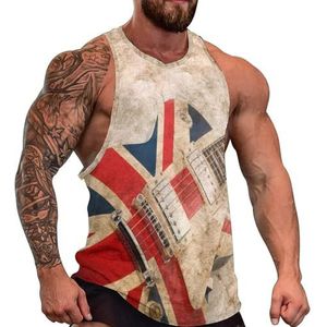 Retro Britse Pop Gitaar Mannen Tank Top Grafische Mouwloze Bodybuilding Tees Casual Strand T-Shirt Grappige Gym Spier