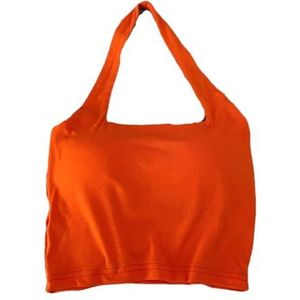 Hemdje met halternek voor dames en ingebouwde bh's crop top dames cami mouwloze T-shirts, Oranje, one size