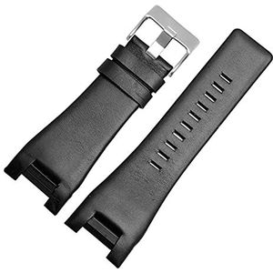 32mm lederen horlogeband compatibel met dieselhorloge riem for DZ1216 DZ1273 DZ4246 DZ4247 DZ287 Zachte ademend polsband armband (Color : BlackB silver buckle, Size : 32-18mm)