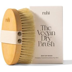 Ruhi® Lichaamsborstel Veganistisch, 100% natuurlijke borstelharen, sisal, gemaakt in DE plasticvrij voor droogborstels, massage (dry brush) lymfedrainage tegen cellulitis | Regiaal, FSC-gecertificeerd beukenhout