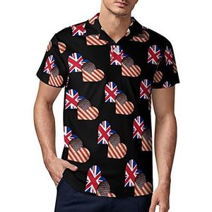 Britse vlag en Amerikaanse vlag heren golf poloshirt zomer korte mouw T-shirt casual sneldrogende T-shirts M