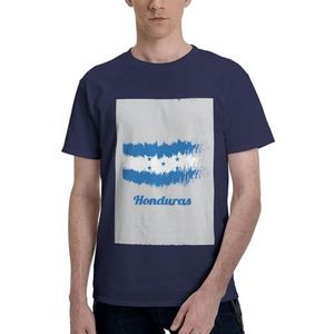 CKGODGF Blauw Honduras katoenen T-shirt met vlagprint voor heren, casual en comfortabel korte mouw, geschikt voor fitness en dagelijks gebruik, Donkerblauw, S