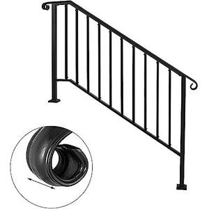 Leuning Picket #1/2/3/4/5 Past 1 Tot 5 Stappen Wit Zwart Smeedijzeren Trap Leuning Met Installatie Kit Rails Outdoor Elektrisch, tuin- en handgereedschap(Black 4-Step)