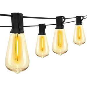 Homezie Lichtsnoer 15 meter met 25 grote LED bulbs | Waterdicht | Warm wit | Koppelbaar & Dimbaar | Lampjes slinger | Tuinverlichting | Lichtslinger | Lichtsnoer buiten | Prikkabel