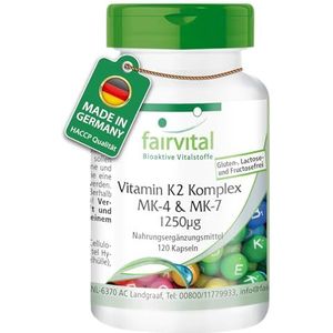 Fairvital | Vitamine K2 complex MK-4 & MK-7 1250mcg - HOOG GEDOSEERD - VEGAN - 120 capsules