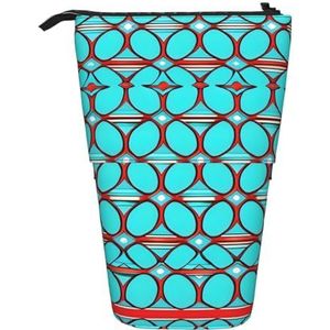 Nbtghga Turquoise Patroon Print Potlood Telescopische Klassieke Kunsten Stand Up Potlood Case Organizer Potlood Houder Make-up Tas Gift, Zwart, Eén maat