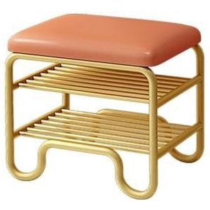 Voetenbank Huishoudelijke schoenveranderende opstapkruk Entree Paskamer Lange kruk Metalen voetenbank Lage kruk for slaapkamer Creatieve kruk Comfortabel(Orange,50cm)