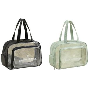 2 stuks transparante draagtas, waterdichte strandtas, strandtas voor dames, cosmetica-organizer, zwembadtas met schoenenvak en nat vak, badtas met ritssluiting voor camping, picknick, D
